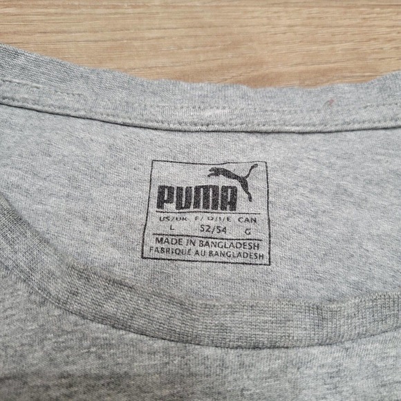 Puma Shirt Mens Large Gray Short Sleeve Spell Out Logo Distressed Graphic Tee - Picture 3 of 6